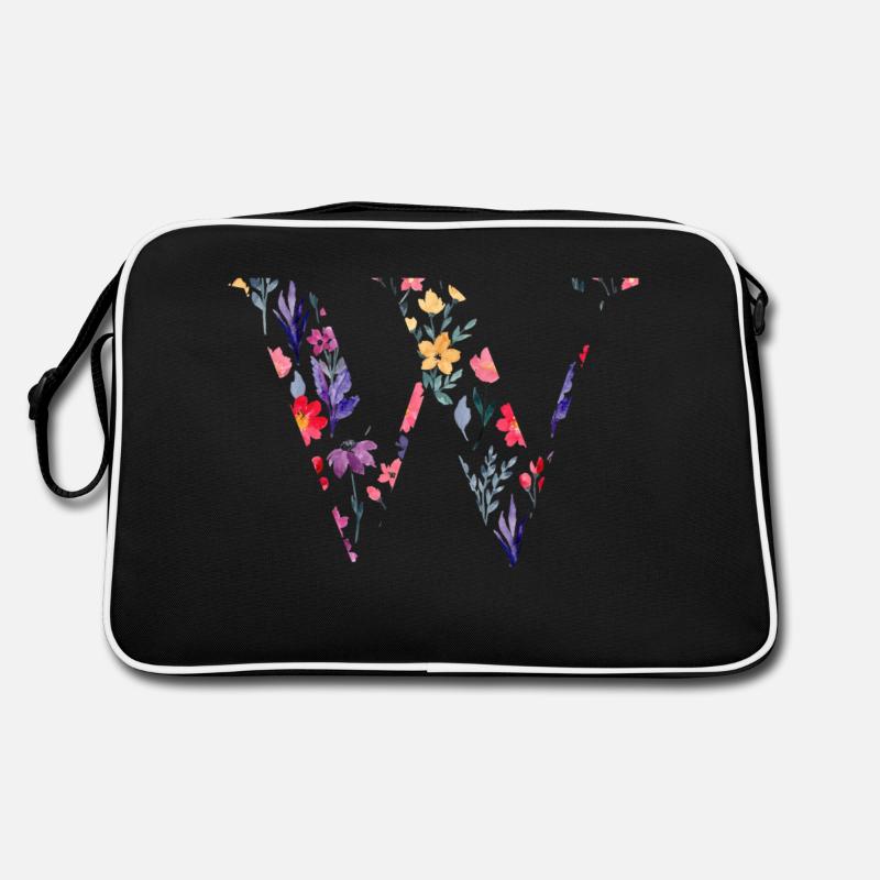 Blumen Personalisierter Buchstabe w - Geschenkidee Retro Tasche