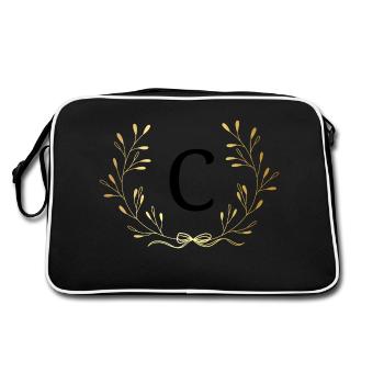 Lettre c couronne Floral doré - Sac Retro - noir/blanc - Dos