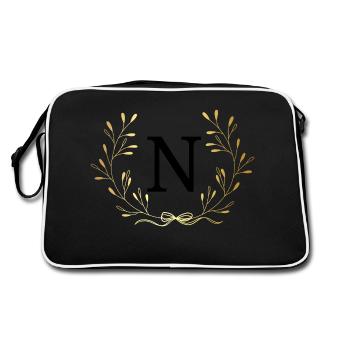 Lettre n couronne Floral doré - Sac Retro - noir/blanc - Dos