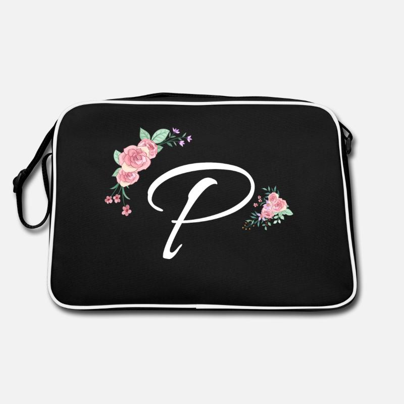 Buchstabe p Blumen Retro Tasche
