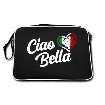 Femmes Ciao Bella Italien Bonjour Beau Cadeau - Sac Retro - noir/blanc - Dos