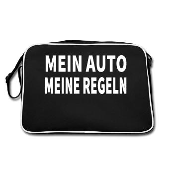 Auto - Retro Tasche - Schwarz/Weiß - Hinten