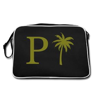 Letter p green Palm - Retro Bag - black/white - Back