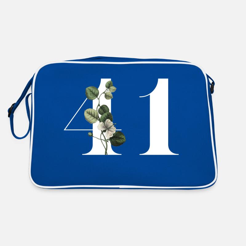 Nummer 41 Blumengrün - 41. Blumengeburtstag Retro Tasche