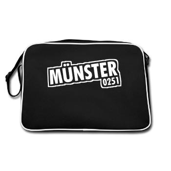 Münster 0251 Vorwahl Telefon NRW - Retro Tasche - Schwarz/Weiß - Hinten