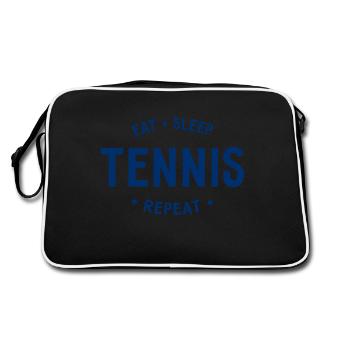 Eat Sleep Tennis Repeat - Retro Tasche - Schwarz/Weiß - Hinten