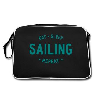 Eat Sleep Sailing Repeat - Retro Tasche - Schwarz/Weiß - Hinten