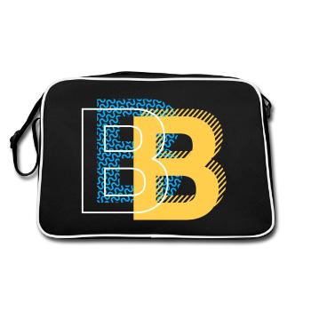 Anfangsbuchstabe B b - Retro Tasche - Schwarz/Weiß - Hinten
