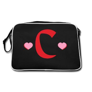 Lettre c cœurs rouges - Sac Retro - noir/blanc - Dos