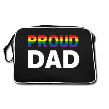 Proud Dad Pride - Retro Tasche - Schwarz/Weiß - Hinten
