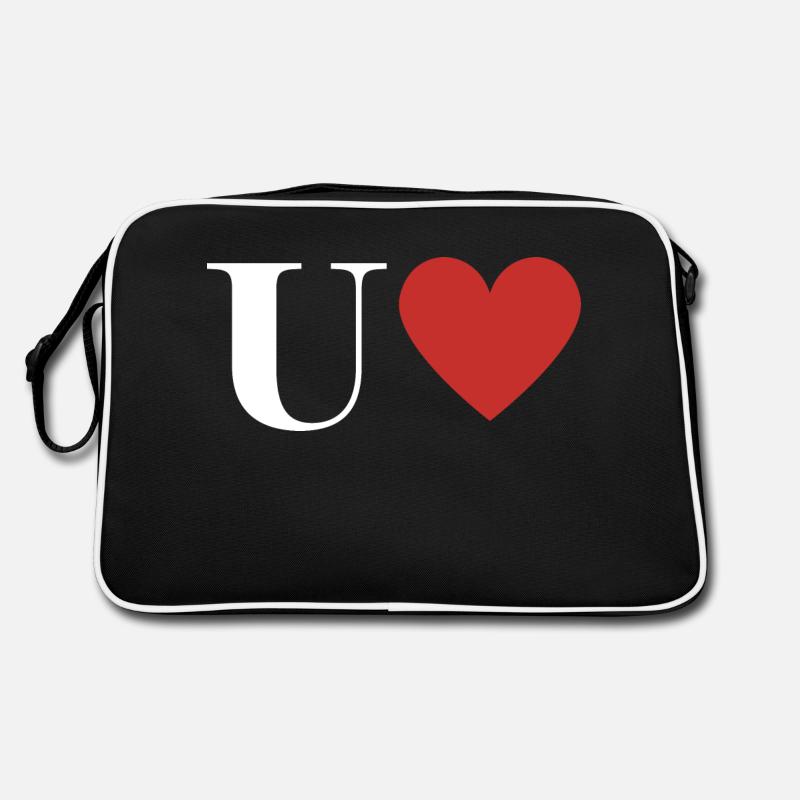 Letter u red heart Retro Bag