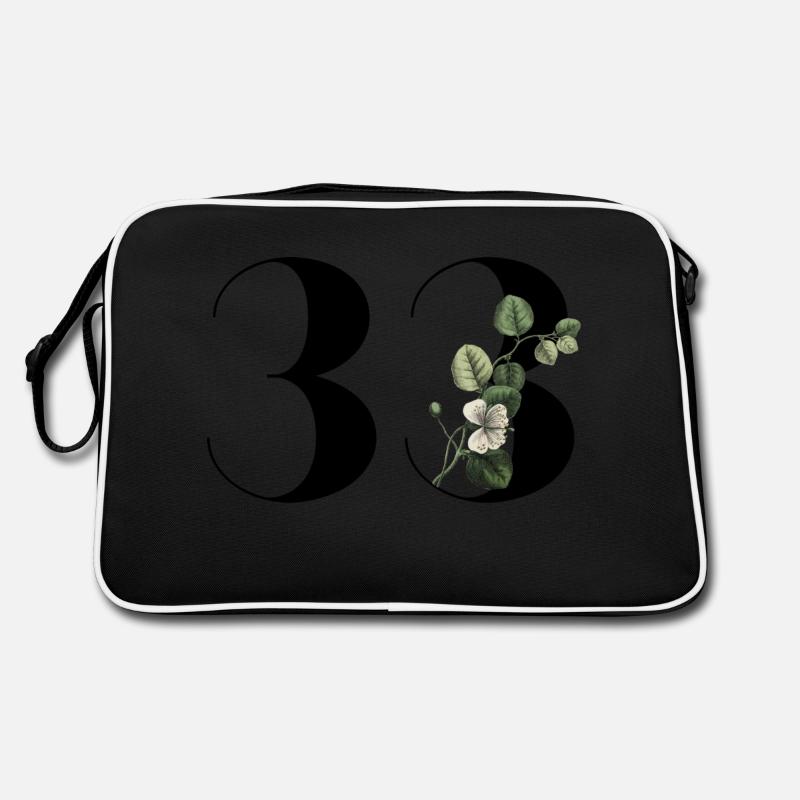 Nummer 33 Blumengrün - 33. Blumengeburtstag Retro Tasche