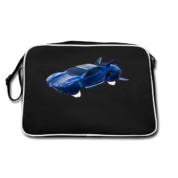 Sci-Fi Fliegendes Auto - Retro Tasche - Schwarz/Weiß - Hinten