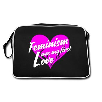 feminism was my first love - Retro Bag - black/white - Back