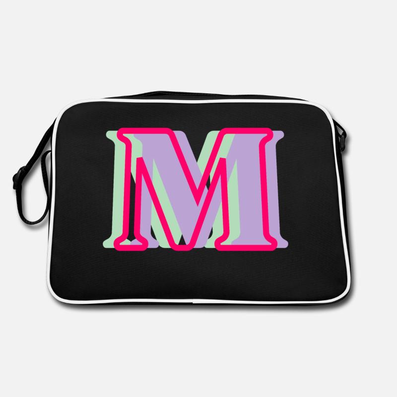 Mehrfarbiger Buchstabe m Retro Tasche