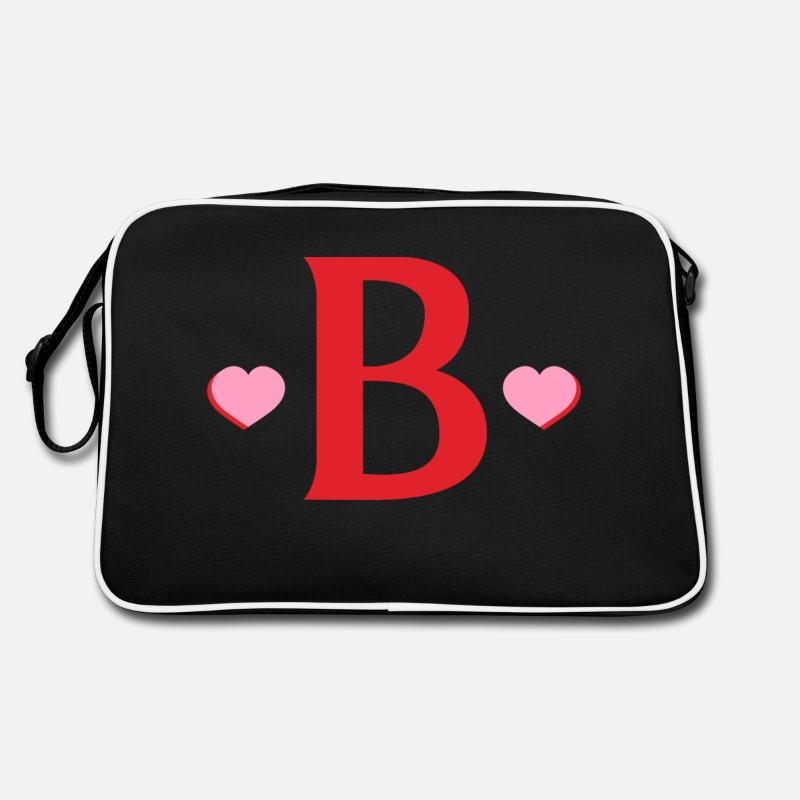 Letter b red hearts Retro Bag