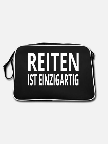 Reiten - Retro Tasche - Schwarz/Weiß