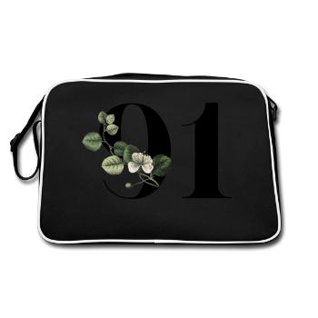 Numéro 91 floral vert - 91e anniversaire floral - Sac Retro - noir/blanc - Dos