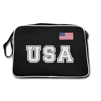 ÉQUIPE Bannière du drapeau américain des États-Unis sur la police - Sac Retro - noir/blanc - Dos