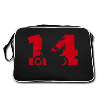 Moto 14 Biker - Retro Tasche - Schwarz/Weiß - Hinten