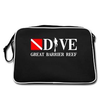 Dive - Great Barrier Reef - Australia - Retro Tasche - Schwarz/Weiß - Hinten