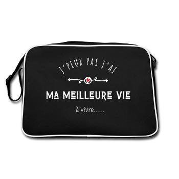 Ich kann nicht, ich habe mein bestes Leben zu leben - Retro Tasche - Schwarz/Weiß - Hinten