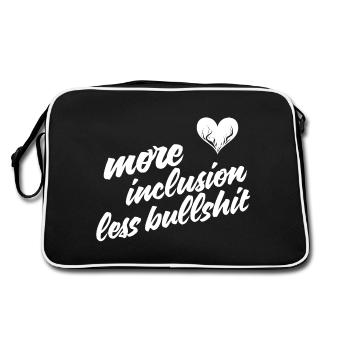 more inclusion less bullshit - Retro Tasche - Schwarz/Weiß - Hinten