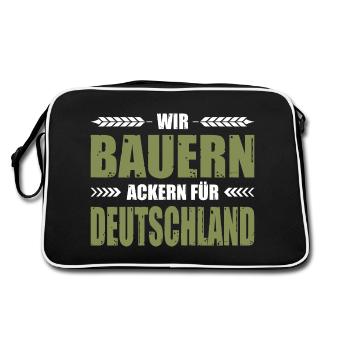 Landwirt Demo Wir Bauern Ackern Für Deutschland - Retro Tasche - Schwarz/Weiß - Hinten