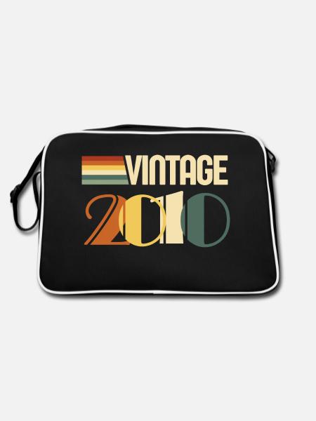 Jahrgang 2010 - 2010 Jubiläumsgeschenk - Retro Tasche - Schwarz/Weiß - Hinten