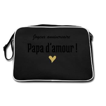 Alles Gute zum Geburtstag Liebe Papa - Retro Tasche - Schwarz/Weiß - Hinten