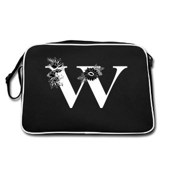 Lettre w floral noir et blanc - Sac Retro - noir/blanc - Dos