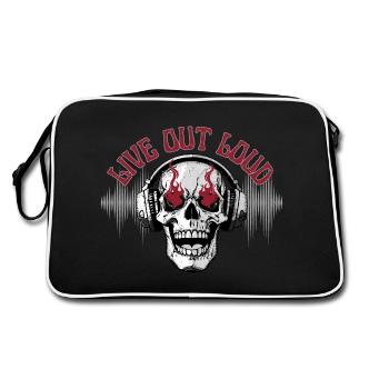 LIVE OUT LOUD - Retro Tasche - Schwarz/Weiß - Hinten