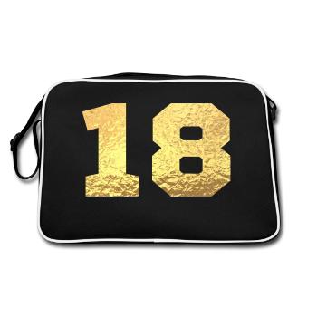 Numéro 18 paillettes doré - 18e anniversaire - Sac Retro - noir/blanc - Dos