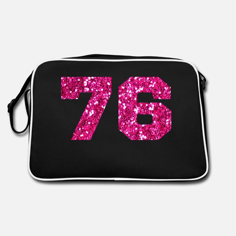 Number 76 Pink Glitter - 76th Birthday Retro Bag