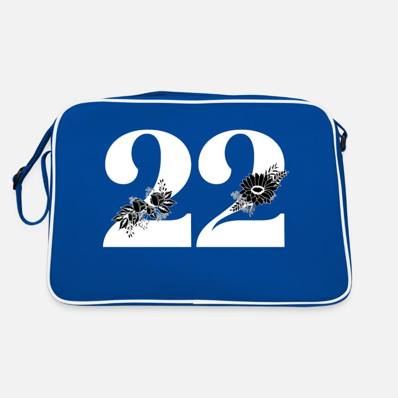 Nummer 22 Schwarze Blumen -22. Blumengeburtstag Retro Tasche