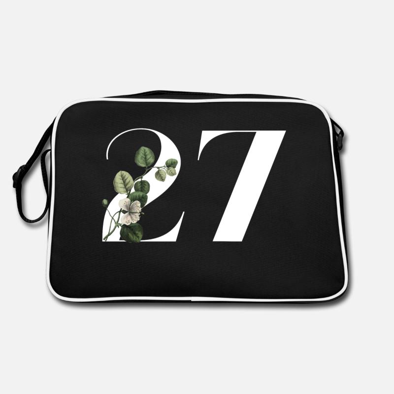 Nummer 27 Blumengrün -27. Blumengeburtstag Retro Tasche