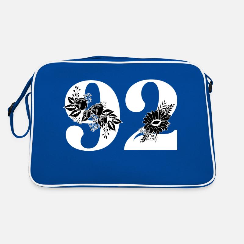 Nummer 92 Schwarze Blumen - 92. Blumengeburtstag Retro Tasche