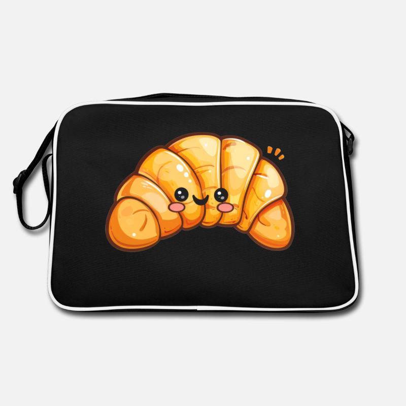 Süßes Croissant Comic - Retro Tasche - Schwarz/Weiß