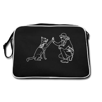 Hund High Five - Retro Tasche - Schwarz/Weiß - Hinten