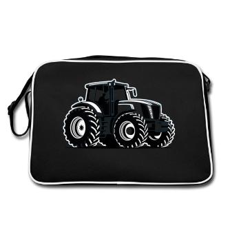 Traktor / Traktor / Traktor - Retro Tasche - Schwarz/Weiß - Hinten