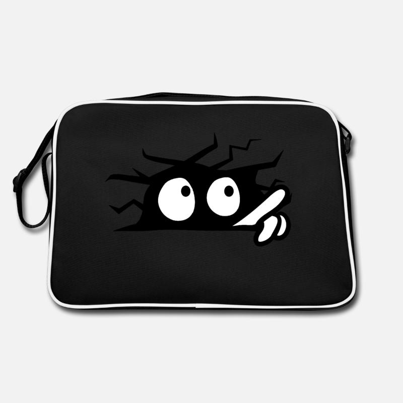Scared Eyes Behind The Wall - Retro Bag - black/white