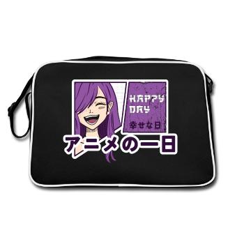 Happy day with anime - Retro Bag - black/white - Back