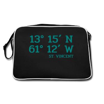 St. Vincent Coordinates - Koordinaten West Indies - Retro Tasche - Schwarz/Weiß - Hinten