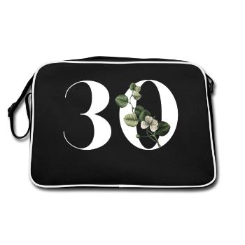 Numéro 30 floral vert - 30e anniversaire floral - Sac Retro - noir/blanc - Dos
