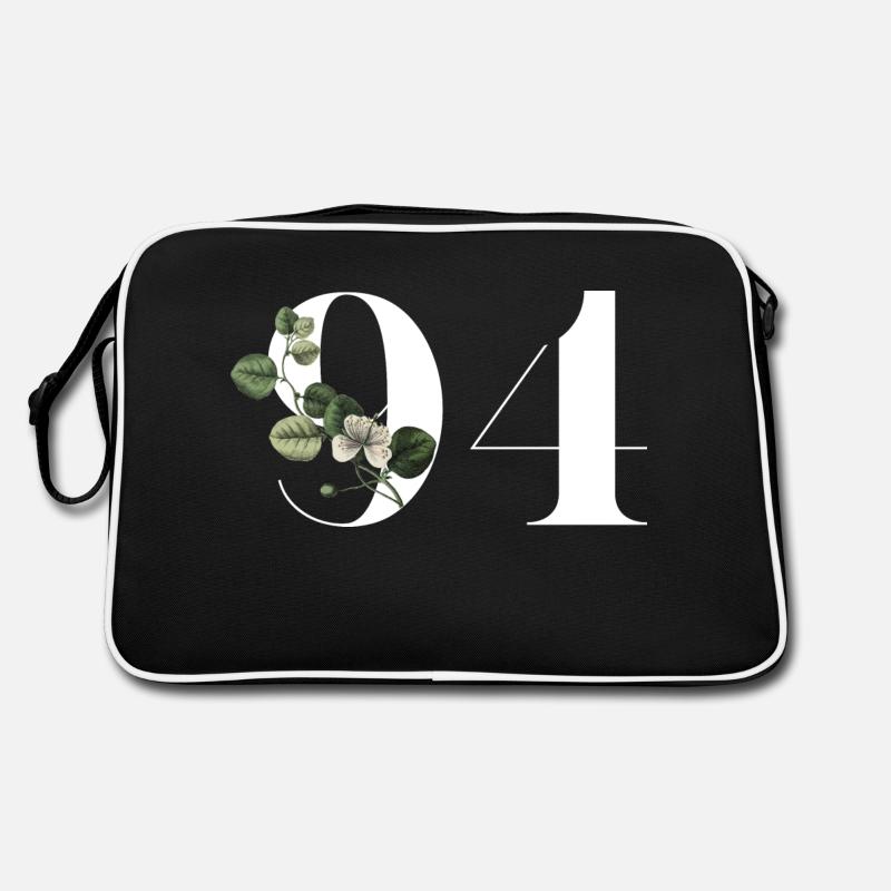 Nummer 94 Blumengrün - 94. Blumengeburtstag Retro Tasche