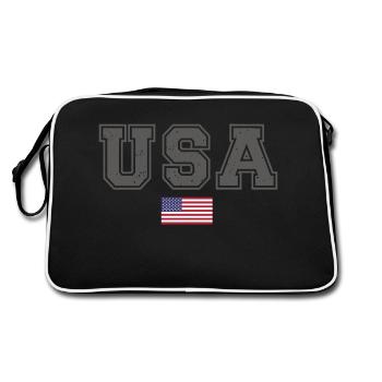 TEAM USA amerikanische Flagge Fahne unter Schrift - Retro Tasche - Schwarz/Weiß - Hinten
