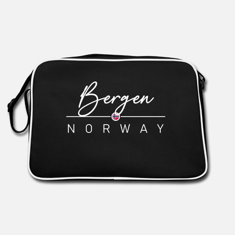 Norwegen - Bergen - Norge - Norway - Retro Tasche - Schwarz/Weiß