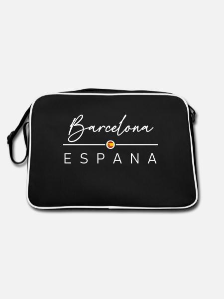 Spain - Barcelona - Spanien - Espana - Retro Tasche - Schwarz/Weiß - Hinten