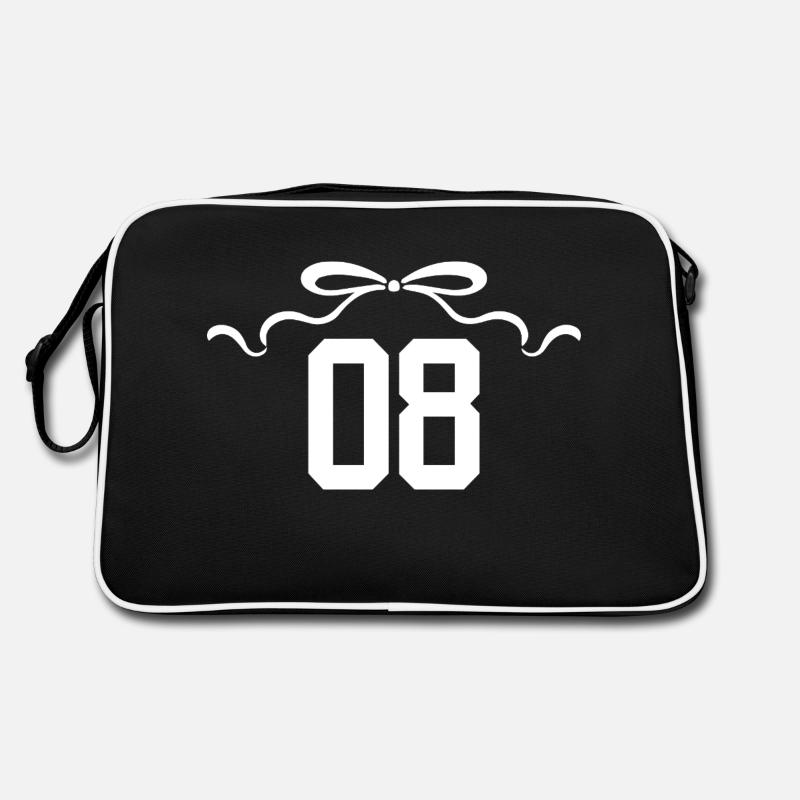 Numéro 8 noeud - 8e anniversaire - Sac Retro - noir/blanc