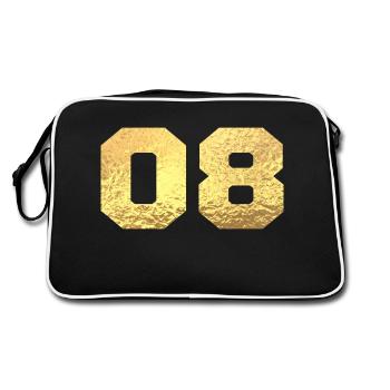 Numéro 8 paillettes doré - 8e anniversaire - Sac Retro - noir/blanc - Dos